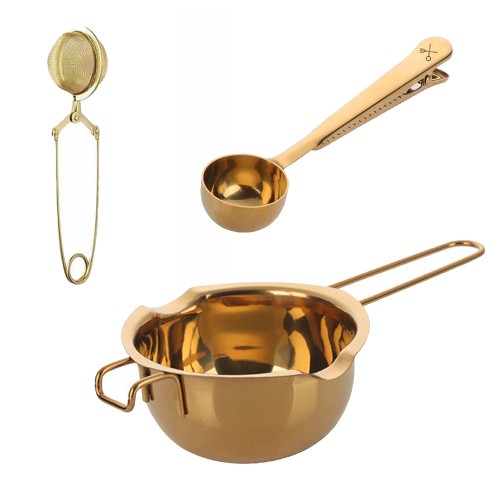 Set de scoop + Clip, melting pot e infuser de té Gold