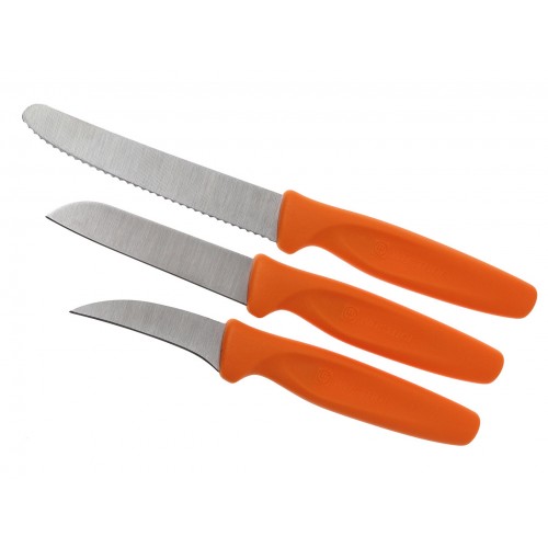 Set de 3 Cuchillos para Cocina Naranja Acero Inox