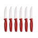 Set de 6 Cuchillos de Carne Rojo Acero Inox